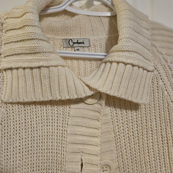 Carducci light cream button up Knit sweater with flared sleeves size Medium - Picture 9 of 12